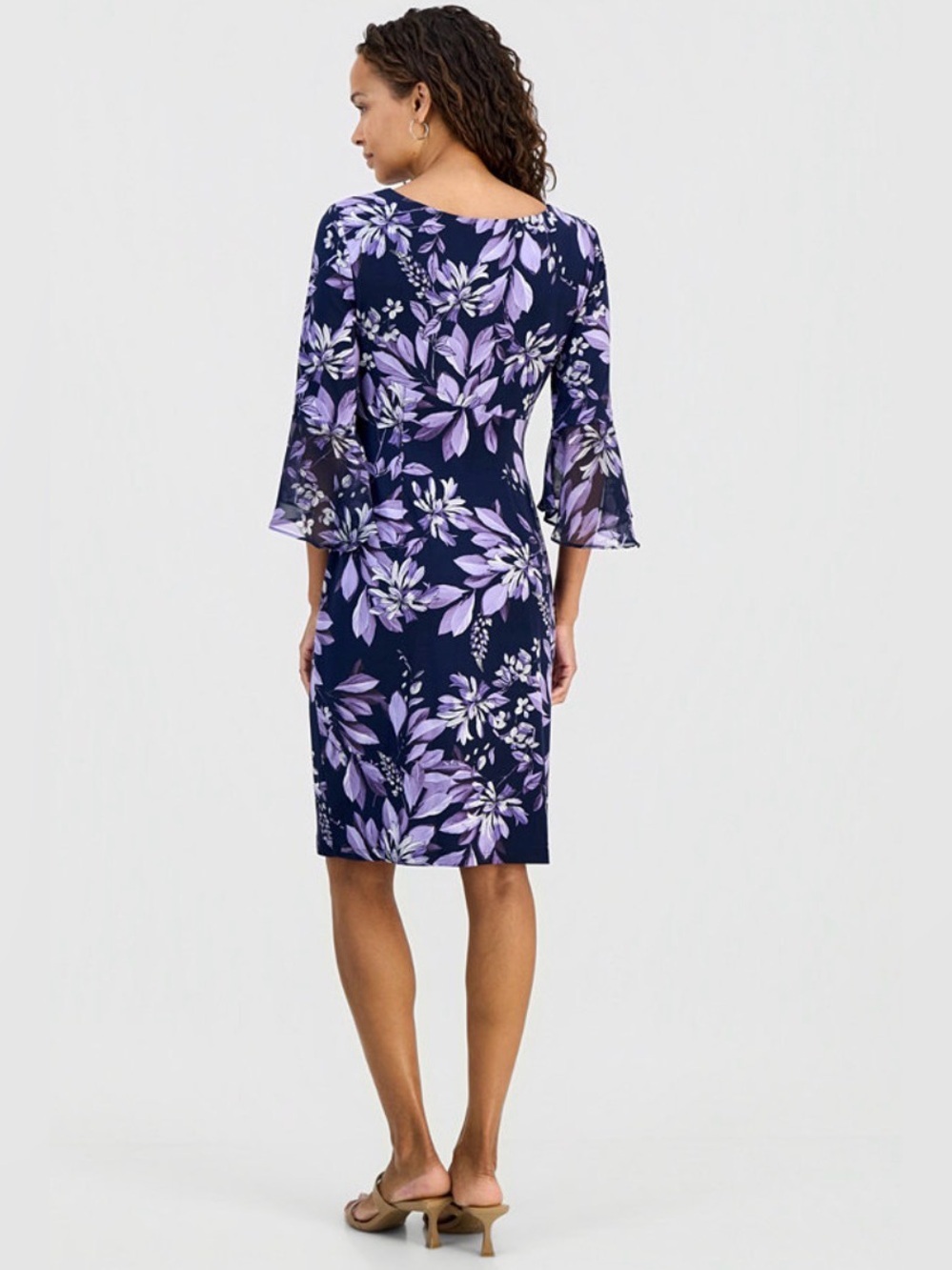 Connected apparel Petite Printed Side Tab Sheath Dress - Picture 4 of 6